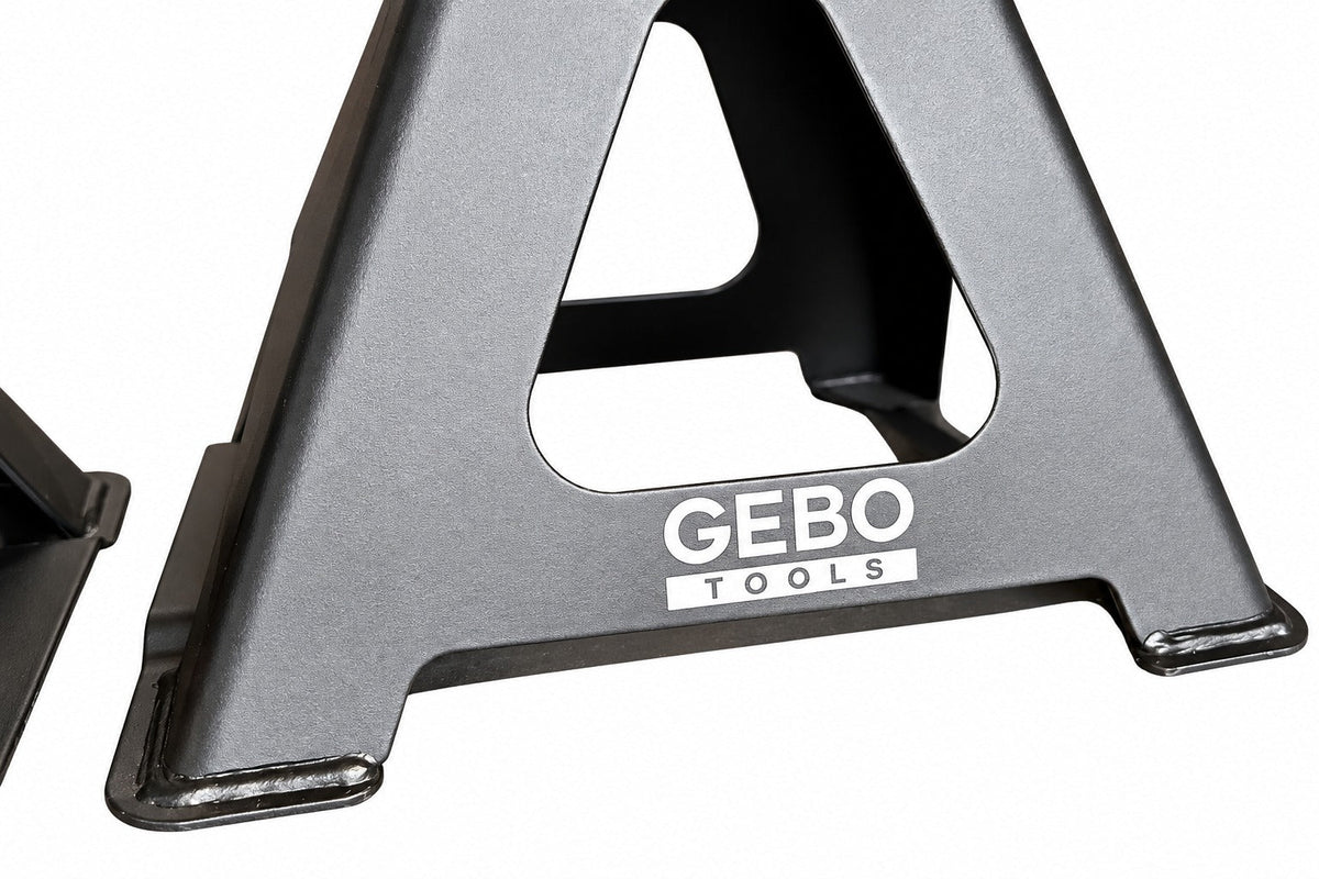 Set-kit 2 cavalletti auto, per carrozzeria, capacità 6 t, altezza regolabile, supporti per assale con leva di sicurezza, da sostegno per officina, fai da te, domestico, garage, moto, 39-60 cm Gebo Tools
