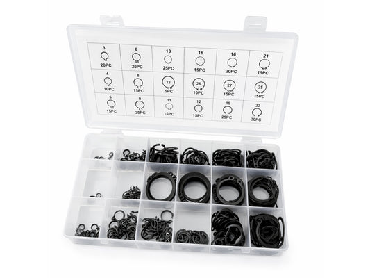 Set 300 anelli di sicurezza esterni Seeger, kit anelli per bloccaggio esterno Gebo Tools