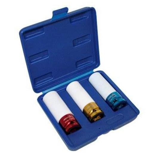 Set 3 bussole con rivestimento protettivo per cerchi auto in lega da 17 mm - 19 mm - 21 mm