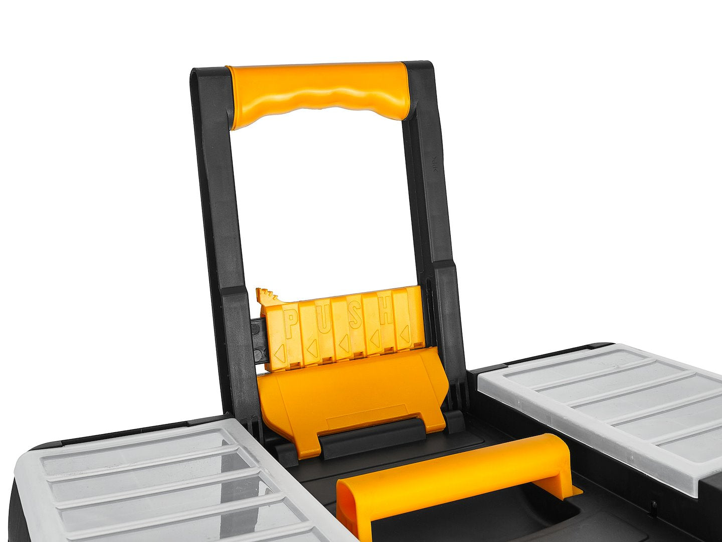 Set 3 cassette portattrezzi ,organizer 46 x 26 x 62 cm,con ruote e manico telescopico, nero/giallo, Keltin