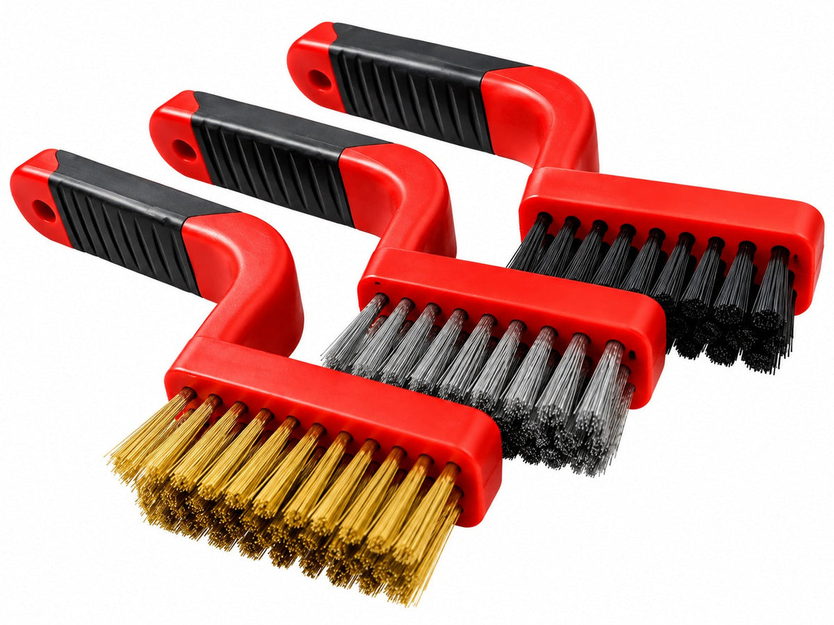 Set-kit 3 spazzole metalliche per trapano, per pulizia, strumenti per lucidatura forniture per il bagno dell'auto, per rimozione ruggine, 170 mm, Gebo Tools