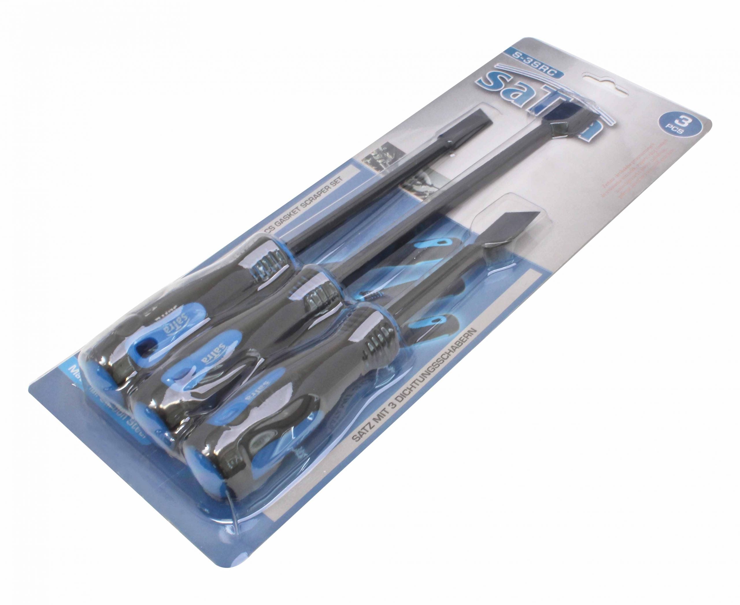 Set-kit 3 raschietti professionali per rimozione residui e depositi, guarnizioni, con manico antiscivolo ergonomico