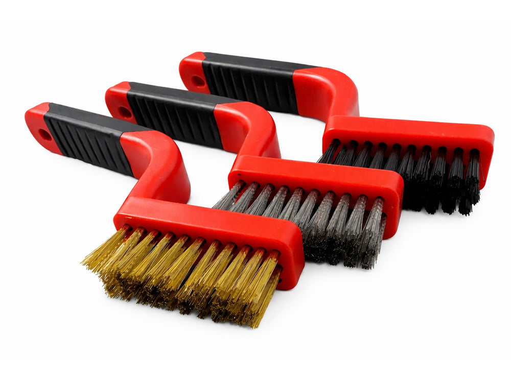 Set-kit 3 spazzole metalliche per trapano, per pulizia, strumenti per lucidatura forniture per il bagno dell'auto, per rimozione ruggine, 170 mm, Gebo Tools