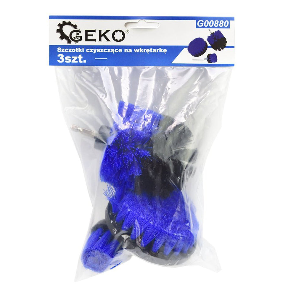 Set-kit 3 spazzole per trapano elettrico, pulizia con setola rigide,Geko