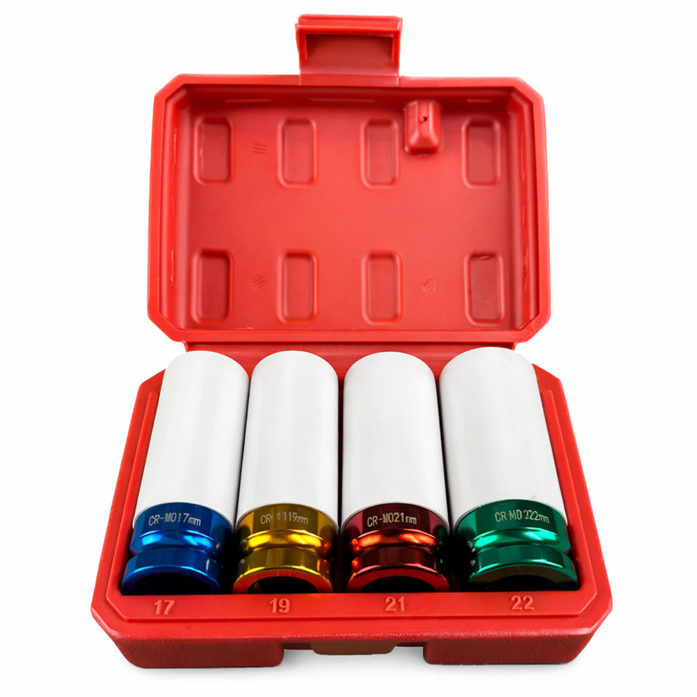 Set 4 bussole 1/2'' con rivestimento protettivo per cerchi in lega da 17 - 22 mm Gebo Tools