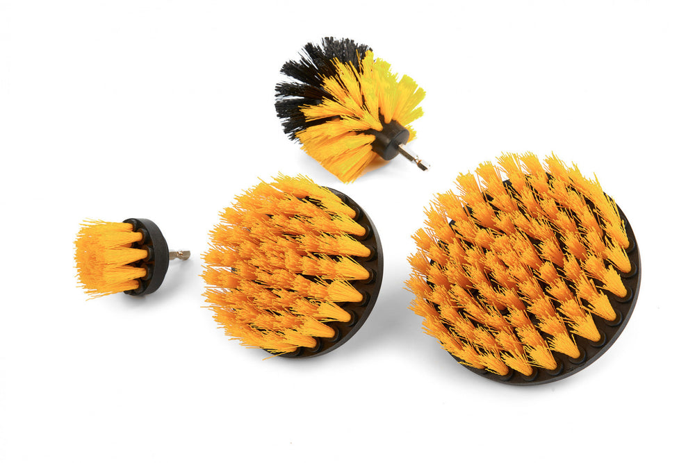 Set-kit 4 spazzole con adattatore per trapano elettrico, pulizia con setola rigide