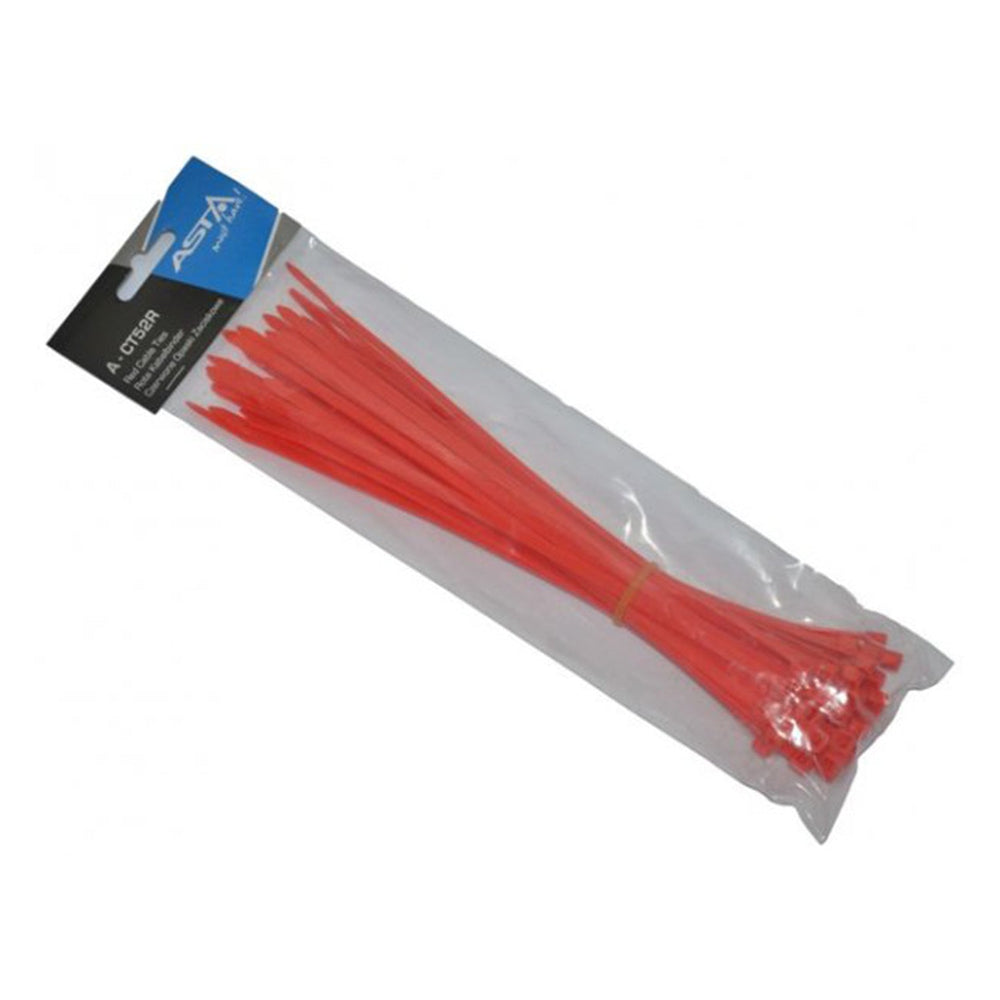 Set-kit 50 fascette elettricista, plastica, resistenti alle temperature, per gestione dei cavi elettrici, 5 x 250 mm, rosso