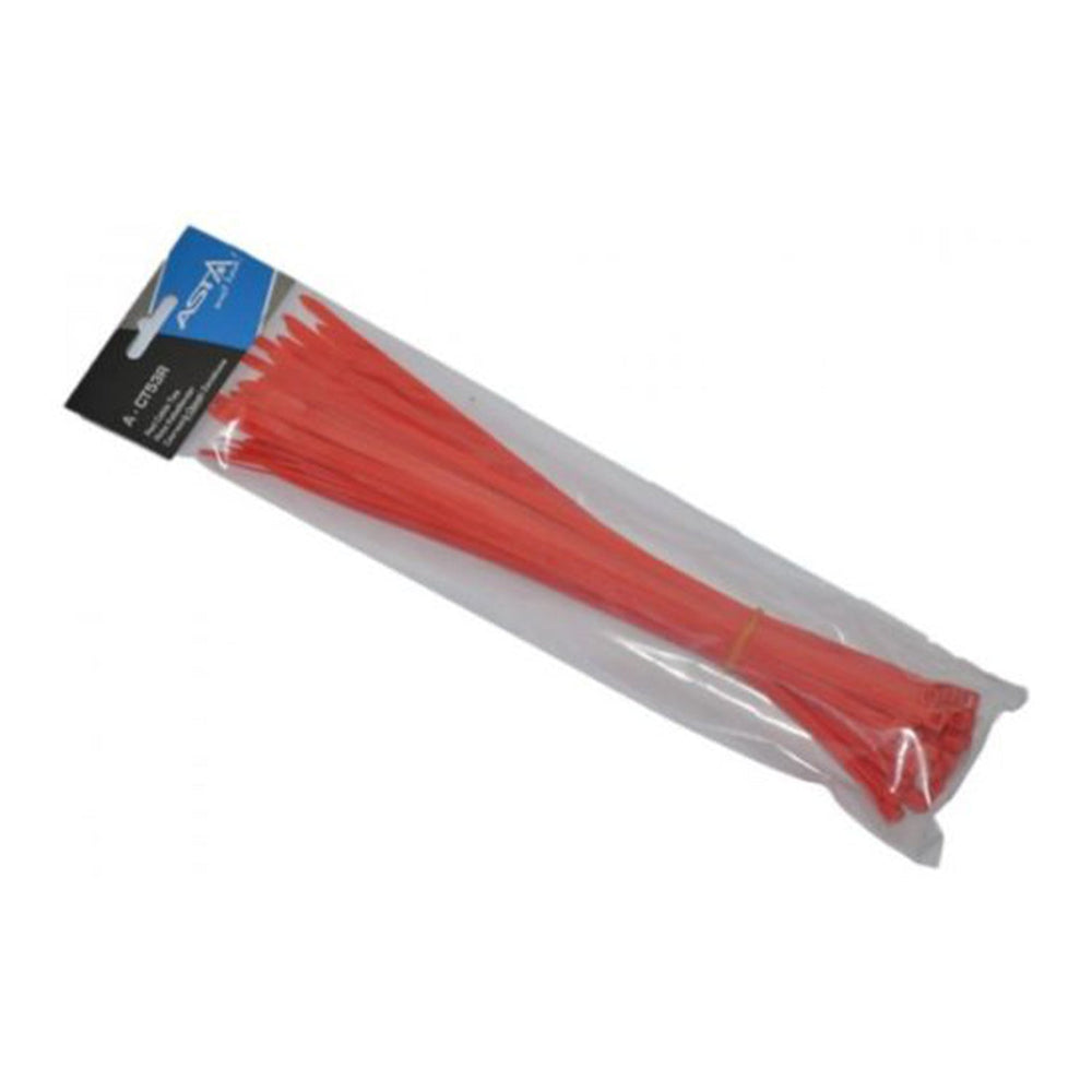 Set-kit 50 fascette elettricista, plastica, resistenti alle temperature, per gestione dei cavi elettrici, 5 x 300 mm, rosso