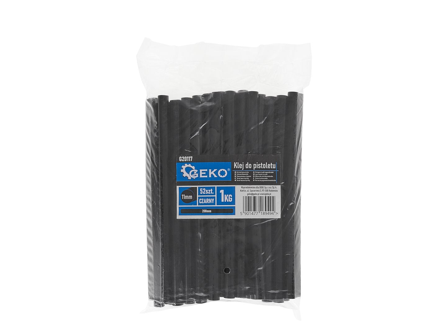 Set-kit 52 bastoncini di colla a caldo standard ,cartucce di colla fusibile, per pistole incollatrici, 11 mm x 200 mm,nero ,Geko
