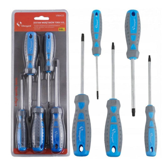 Set 5 cacciaviti Torx ,kit giraviti di precisione con punta magnetica e impugnatura antiscivolo in gomma ergonomiche, in acciaio Cr-V