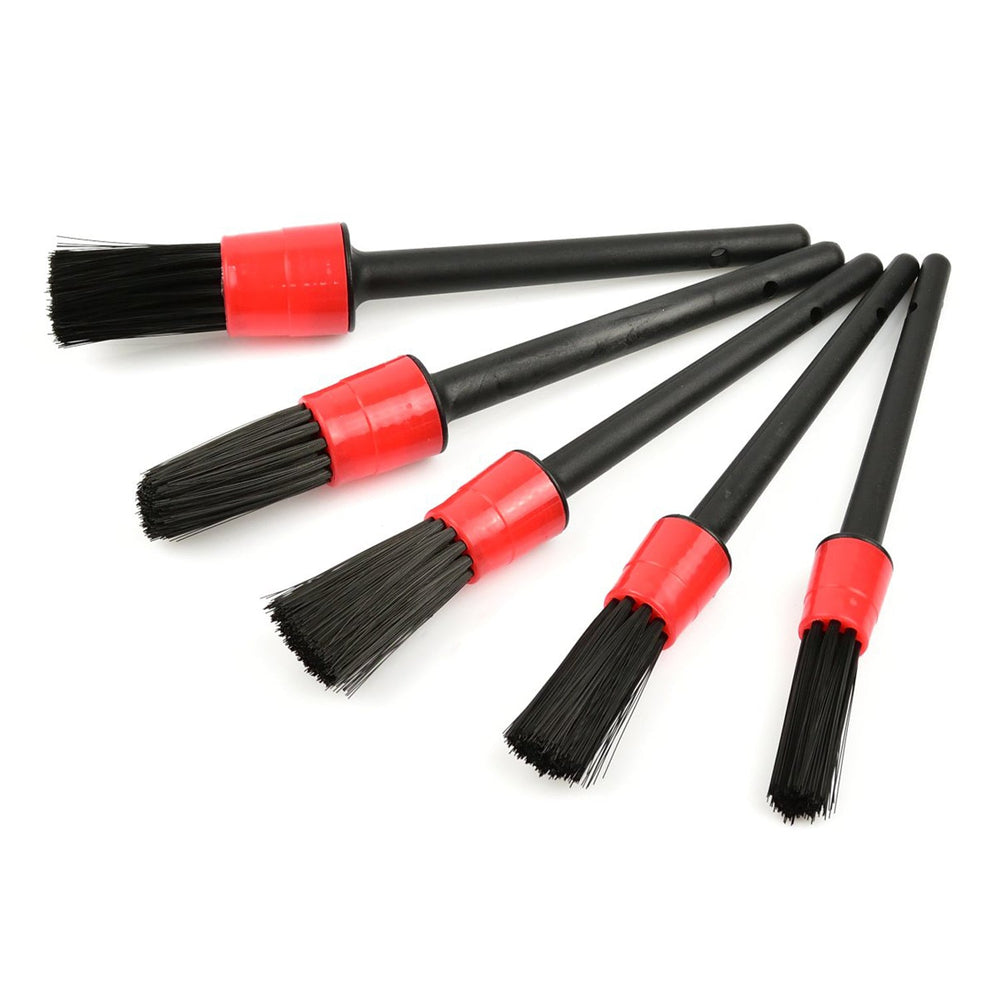 Set-kit 5 spazzole pulizia auto, per dettagli con setole morbide per l'interno, delicata e facile - uso universale - per cerchi, interni, motore, scarico, sedili