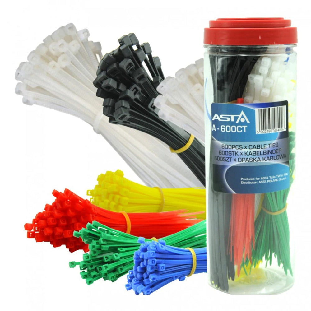 Set-kit 600 fascette elettricista, plastica, resistenti alle temperature, per gestione dei cavi elettrici