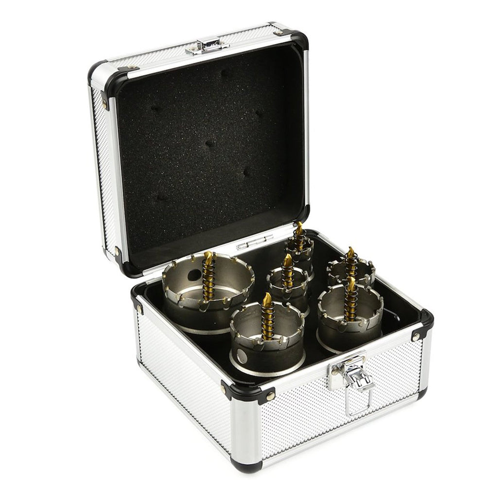 Set 6 seghe a tazza TCT con punta in carburo di tungsteno, 22-65 mm,punta pilota in titanio, per metallo, acciaio, ferro, legno, plastica, ghisa, metalli non ferrosi, fresa a tazza per incisione, corona a tazza per carotaggio, Geko
