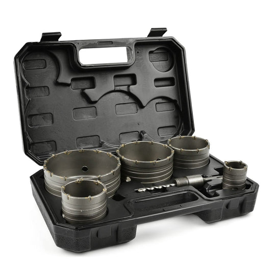 Set-kit 6 tazze-fresa-corona in Widia 40 -120 mm, SDS Plus, per carotaggio, per cemento e mattoni