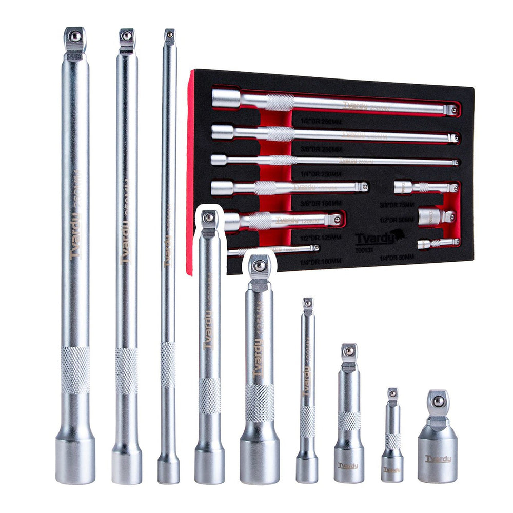 Set-kit 9 prolunghe chiave per cricchetto a bussola 1/4 "3/8" 1/2'', prolunga, adattatore di estensione per giunto cardanico, in acciaio Cr-V