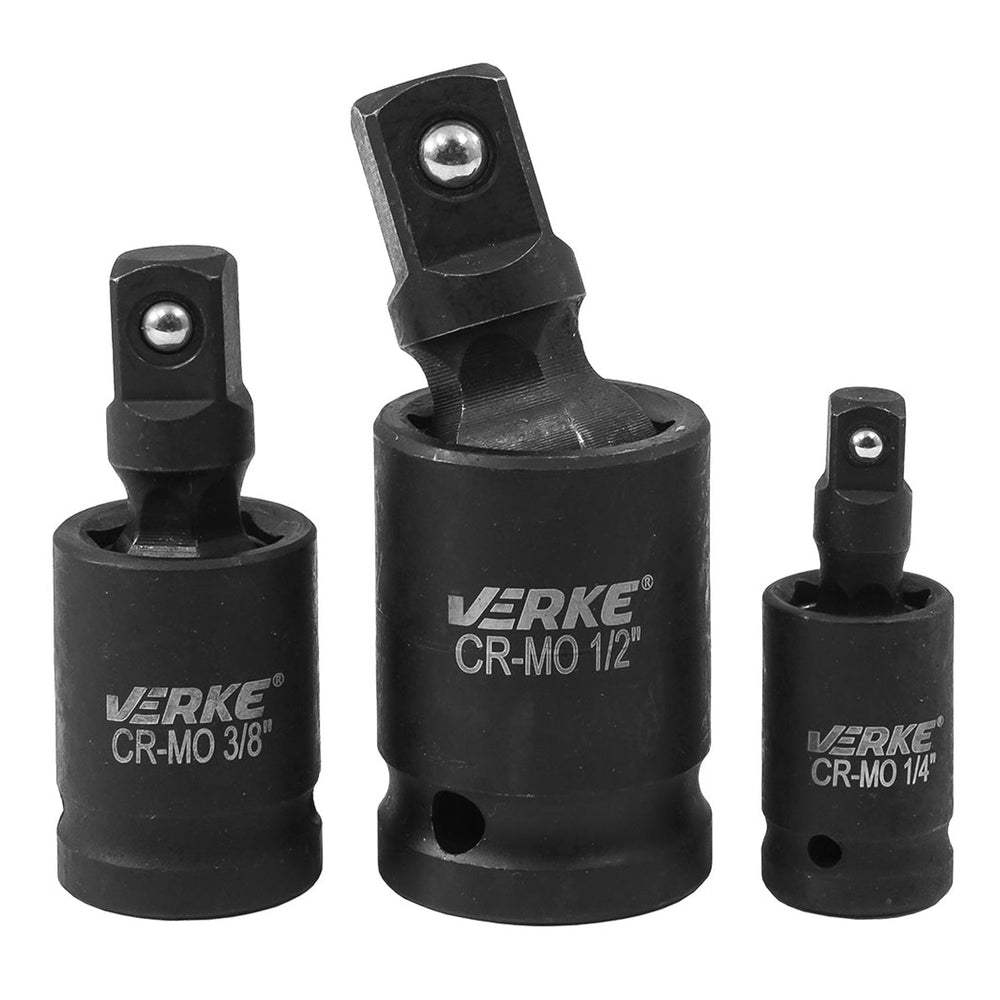 Set-kit  adattatore bussola per avvitatore, snodo cardanico 1/2'' 1/4'' 3/8'' in Cr-Mo, esagonale a impulsi, 3 pezzi