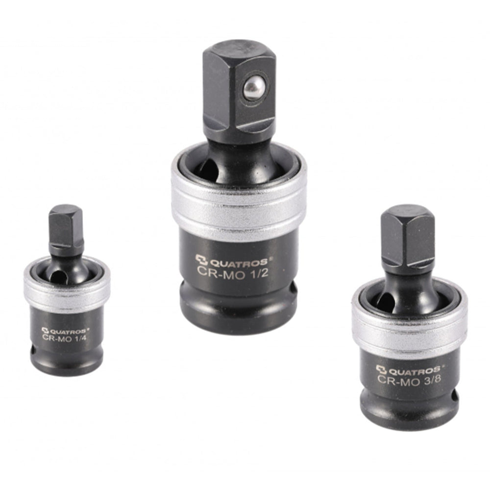 Set-kit adattatore bussola per avvitatore, snodo cardanico 1/4'', 3/8'' 1/2''in Cr-Mo, esagonale a impulsi, 3 pezzi