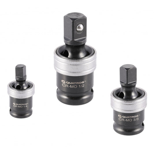 Set adattatore bussola per avvitatore, snodo cardanico 1/4'', 3/8'' 1/2''in Cr-Mo, esagonale adattatore avvitatore a impulsi, 3 pezzi