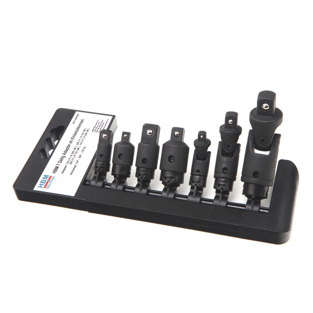 Set-kit adattatore bussola per avvitatore, snodo cardanico in Cr-Mo, esagonale a impulsi, 7 pezzi Hbm Machines Olanda