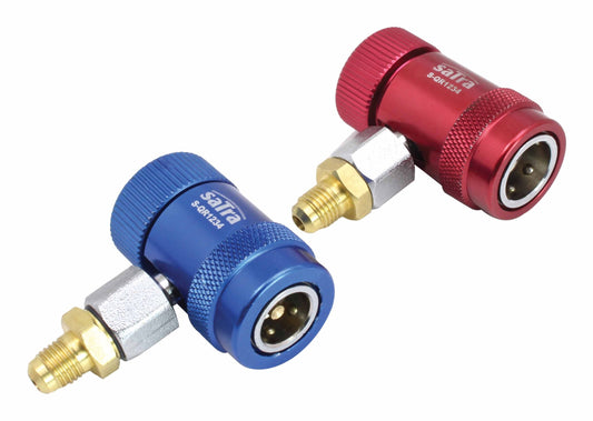 Set-kit attacco rapido 90° alta pressione con rubinetto gas, AC R1234YF regolabile raccordi di ricarica AC, conversione aria condizionata per auto HVAC, 1/4 " SAE alta e bassa pressio