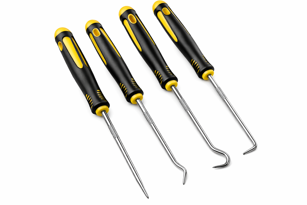 Set-kit attrezzi ganci per rimozione guarnizioni anelli O-ring paraolio, 4 pezzi Gebo Tools