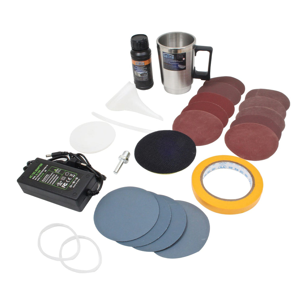 Set-kit attrezzi rinnova fari auto, lucida, per riparazione ingiallimento/graffio/sfocatura/ossidazione, 23 pezzi Satra