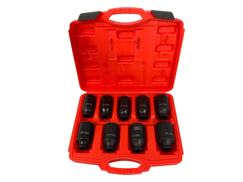 Set bussole a impatto 1/2''per semiassi, 29-38 mm,9 pezzi Gebo Tools