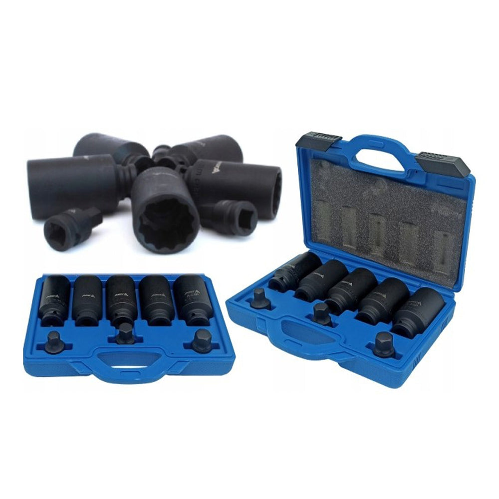 Set bussole a impatto bi-esagonali 1/2'' per semiassi, 30-36 mm,8 pezzi