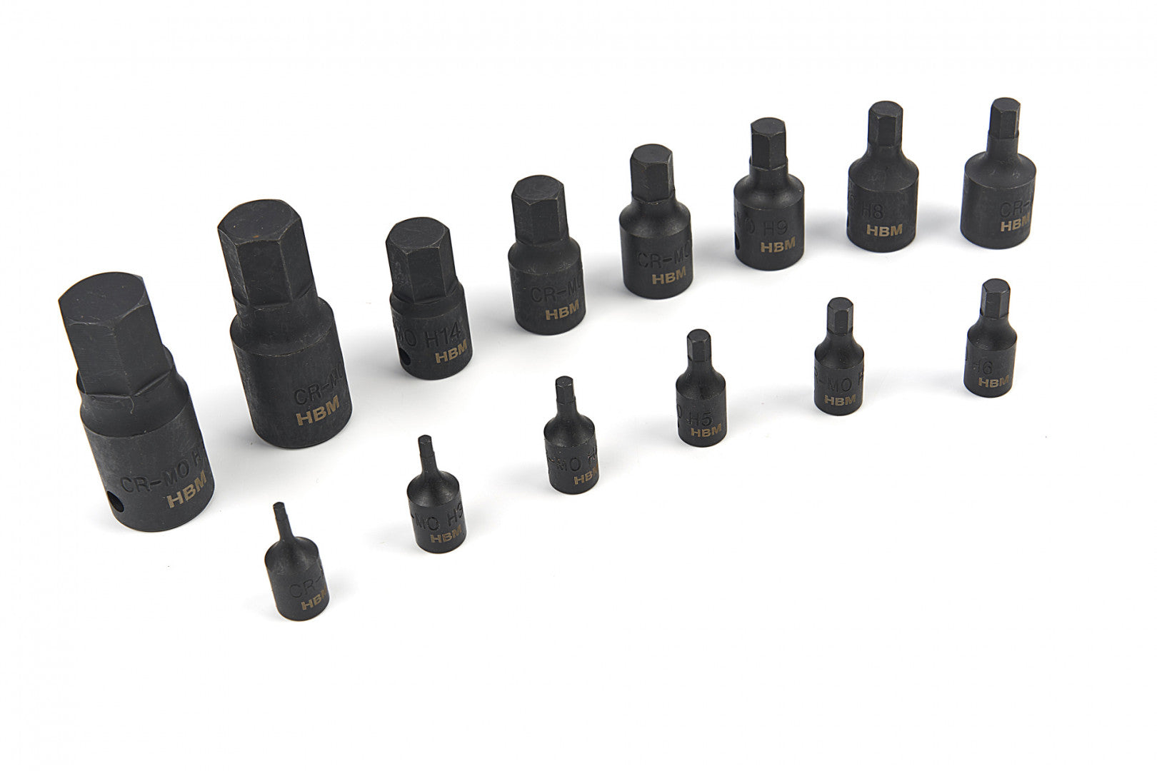 Set-kit 14 bussole a brugola a impatto da 2,5 a 19 mm, attacco 1/4" e 1/2" – Hbm Machines
