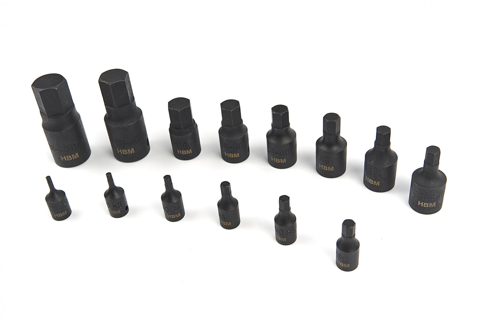 Set-kit 14 bussole a brugola a impatto da 2,5 a 19 mm, attacco 1/4" e 1/2" – Hbm Machines