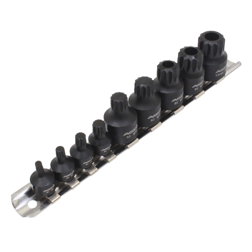 Set bussole con inserti Torx XZN a impatto 1/4'' 3/8'', da M4 - M18 .9 pezzi
