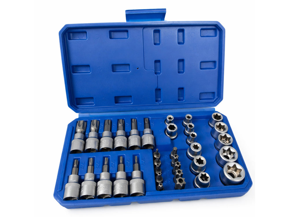 Set-kit bussole E-Torx E4-E20 e inserti Torx T10-T60 ,3/8" ,34 pezzi Gebo Tools