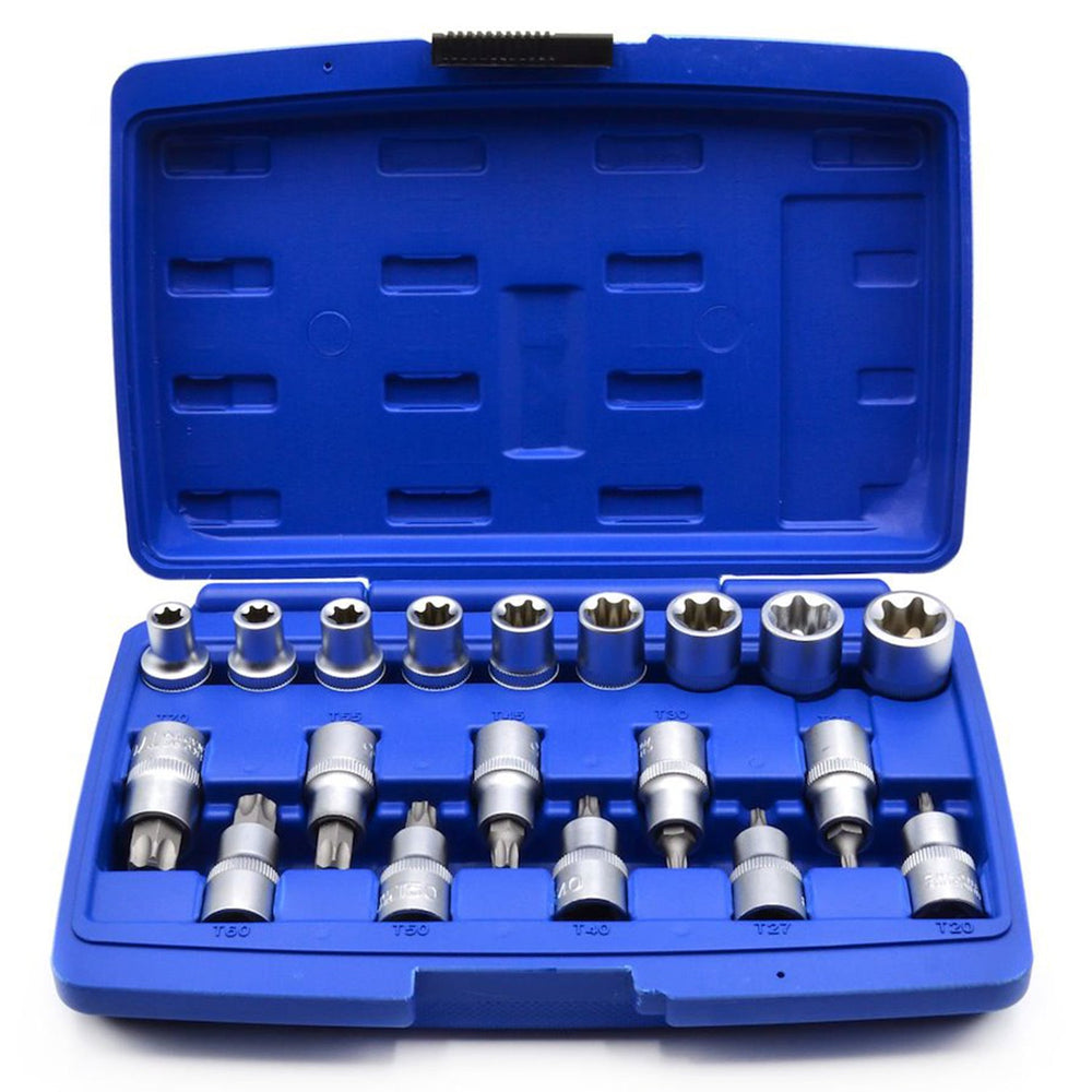 Set-kit bussole e inserti Torx 1/2" , 19 pezzi Geko