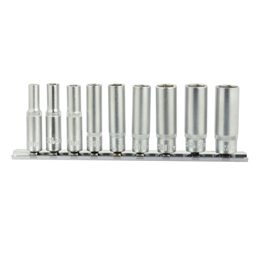 Set bussole esagonali a impatto 1/4" ,5-13 mm,con guida metallica,9 pezzi Geko