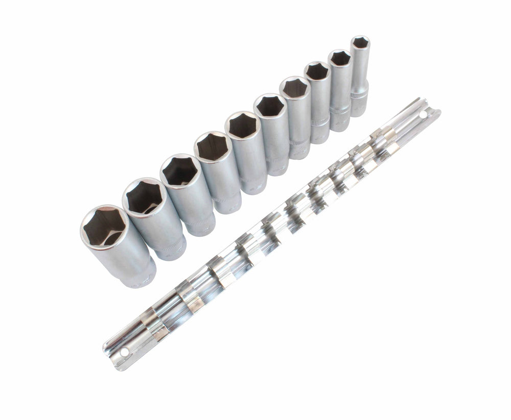 Set bussole esagonali ,lunghe, 3/8'', 8–19 mm, 9 pezzi