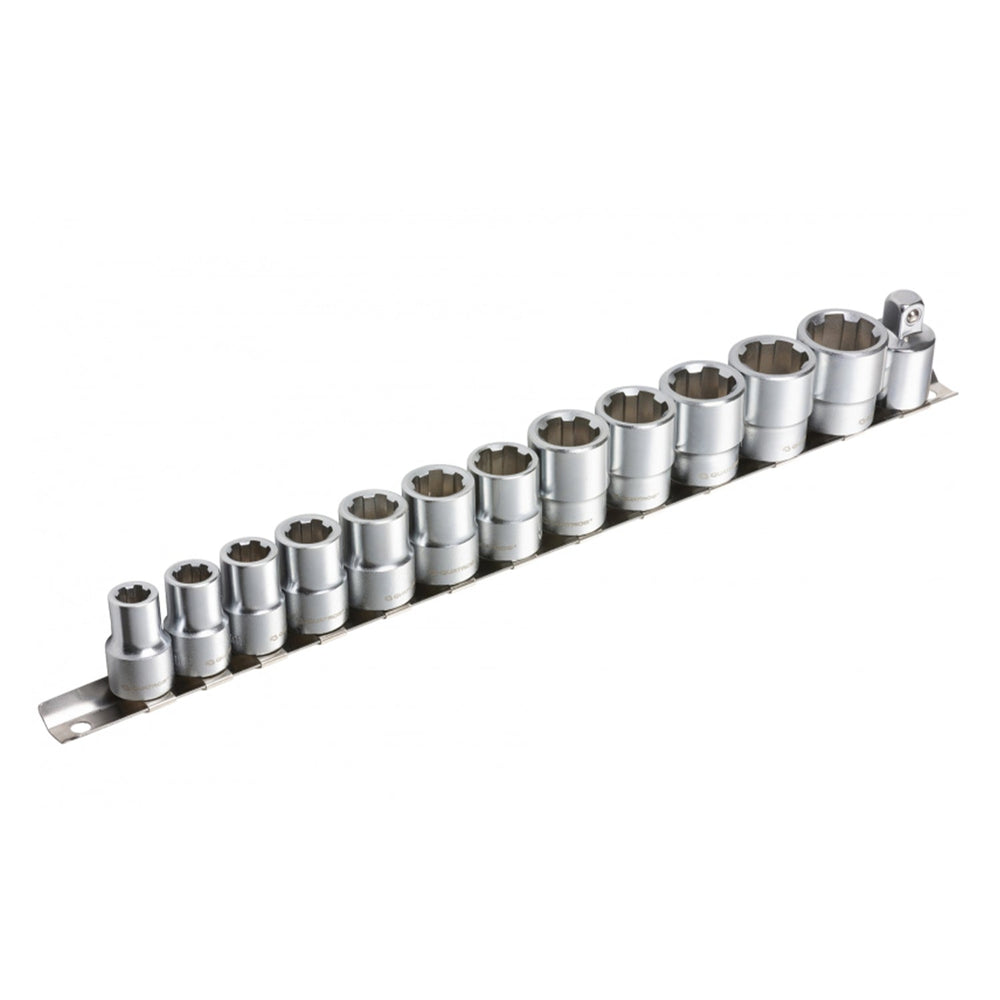 Set bussole per rimozione viti e bulloni danneggiati, 3/8'' ,in acciaio Cr-V,8–19 mm Quatros