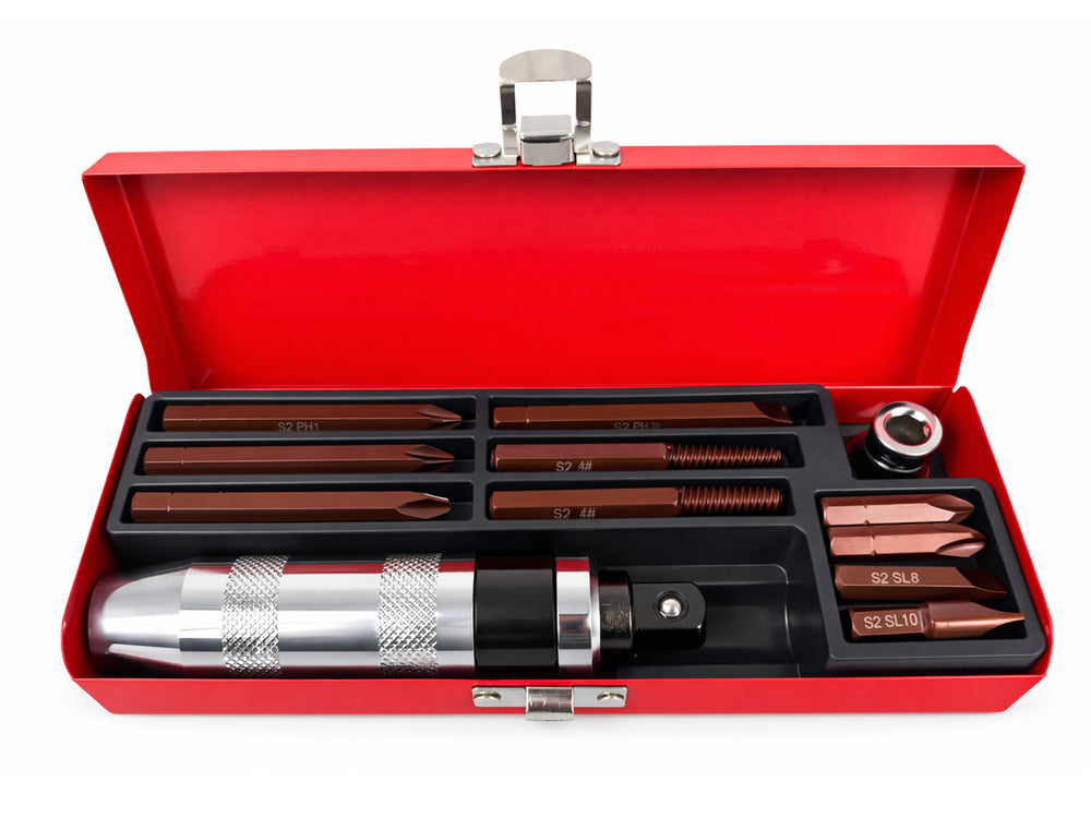Set-kit cacciavite ad impatto,attrezzi a percussione con accessori, 13 pezzi Gebo Tools