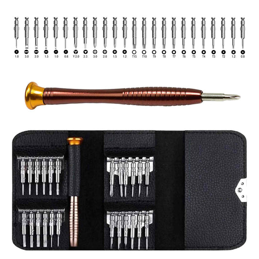 Set cacciavite di precisione con inserti Phillips, a stella, taglio piatto, triangolare, kit professionali con cacciaviti Torx T2-T15, kit smontaggio e riparazione per MacBook, iPhone, pc, iPad, switch, ps4, ps5, xbox, occhiali, orologi, 25 pezzi Geko