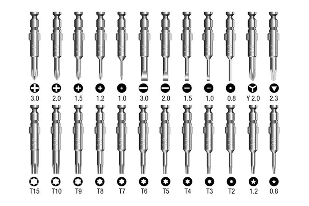 Set-kit cacciavite di precisione con inserti Phillips, a stella, taglio piatto, triangolare, Torx T2-T15, smontaggio e riparazione per MacBook, iPhone, pc, iPad, switch, ps4, ps5, xbox, occhiali, orologi, 25 pezzi Geko