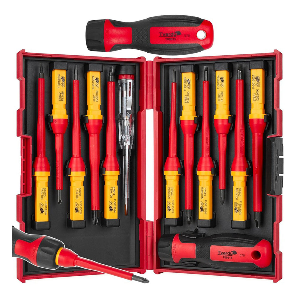 Set-kit cacciaviti certificati VDE con voltmetro, punte a taglio e pH, 13 pezzi Tvardy