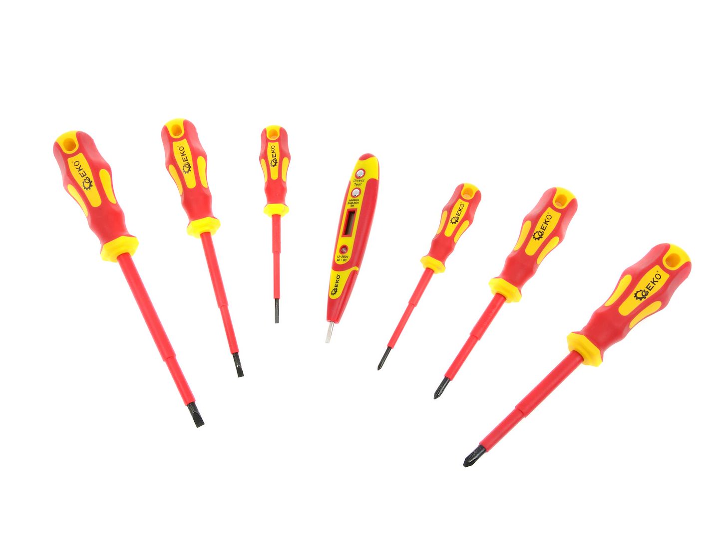 Set cacciaviti certificati VDE con voltmetro, punte a taglio e PH, con tester digitale di tensione, magnetico, rilevatore di elettricità, cacciavite elettrico a induzione, 1000v,  7 pezzi Geko