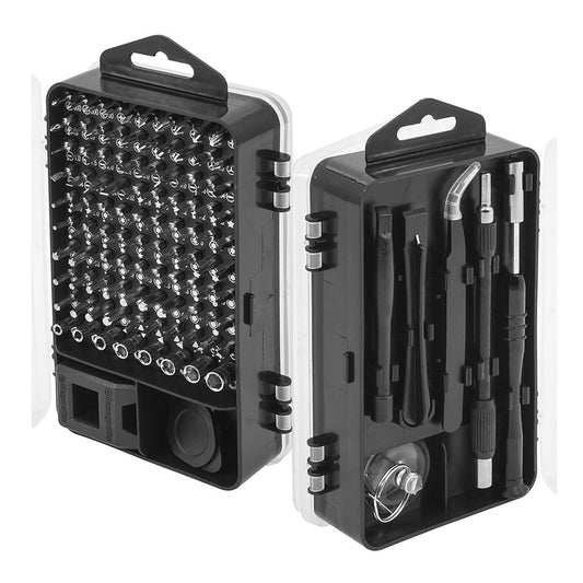 Set-kit cacciaviti precisione, professionali, smontaggio e riparazione per componenti elettronici, occhiali, orologio, 110 pezzi
