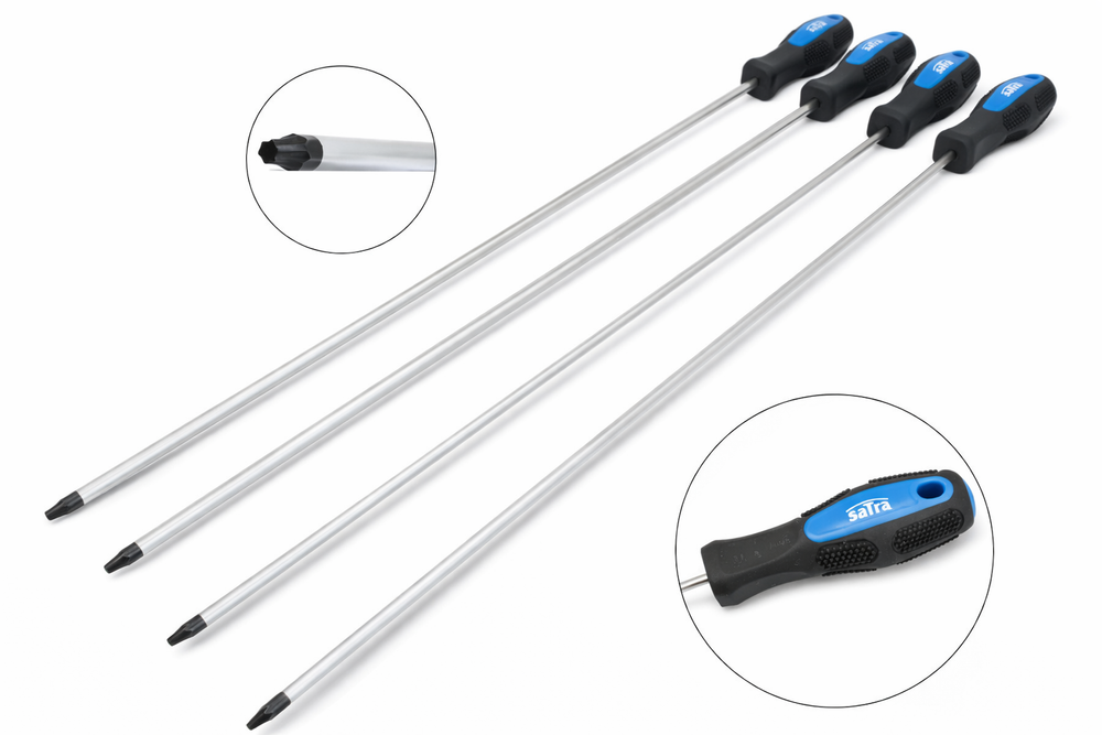 Set cacciaviti Torx,extra lunghi, 450 mm,kit giraviti di precisione con punta magnetica e impugnatura antiscivolo in gomma ergonomiche, in acciaio Cr-V, 4 pezzi