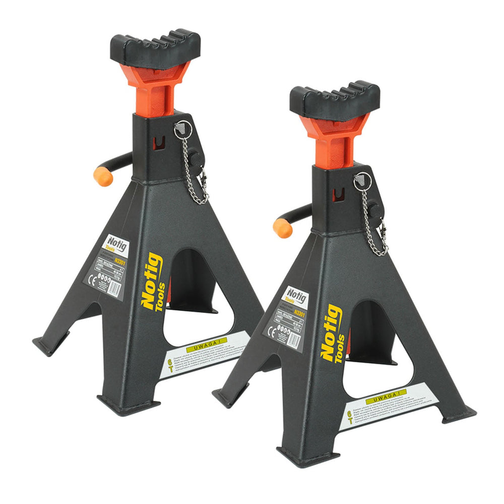 Set-kit cavalletti di sostegno per veicoli, capacità 6 tonnellate, supporto 39-60 cm colonnette professionali con doppia sicurezza e protezione in gomma