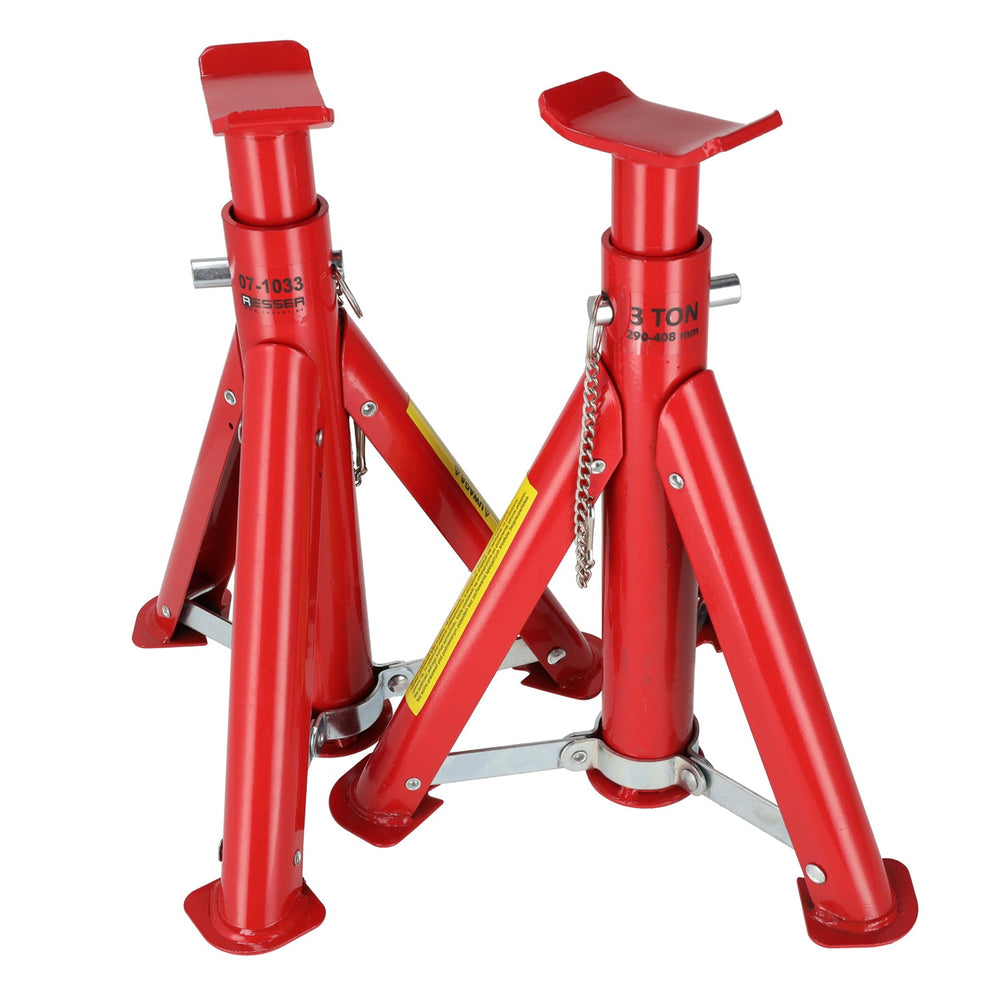 Set-kit cavalletti di sostegno per veicoli, capacità 3 tonnellate, supporto  29-40.8 cm,colonnette professionali con doppia sicurezza pieghevoli Resser