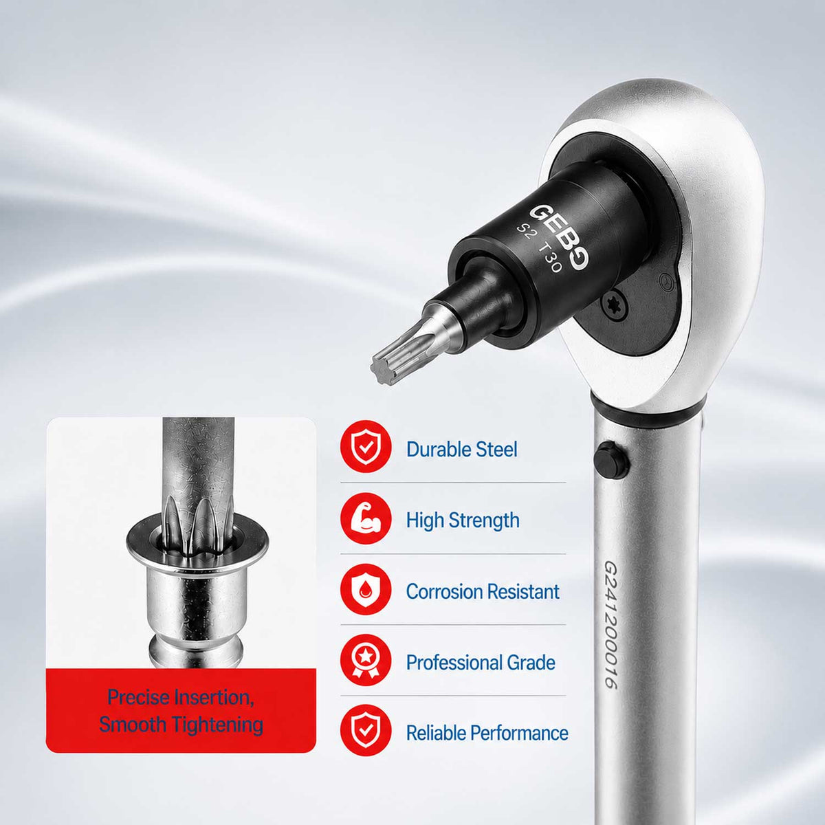 Set-kit chiavi a bussola TORX T8–T60 e profilo E E4–E20, 25 pezzi