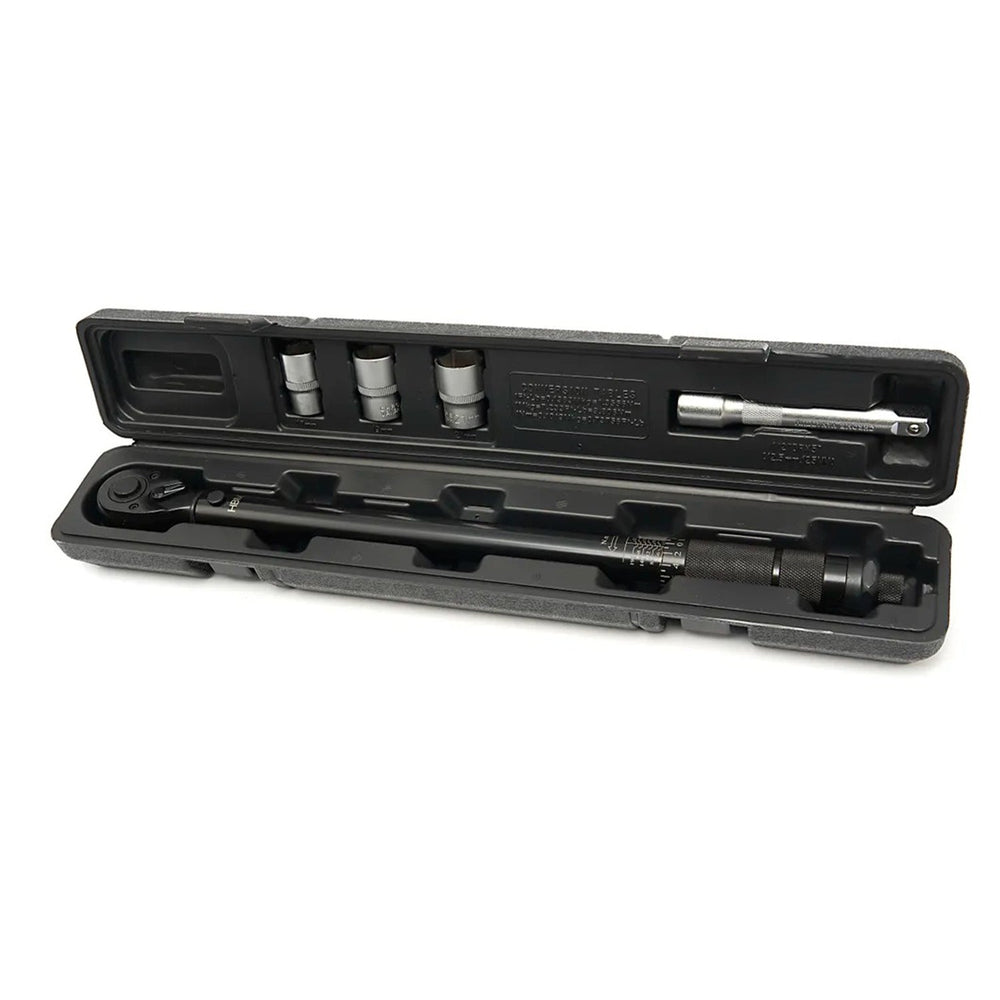 Set chiave dinamometrica 1/2", 28-210 Nm con bussole a impatto 1/2" 17 mm, 19 mm, 21 mm, e prolunga da 1/2'', 5 pezzi Hbm Machines Olanda