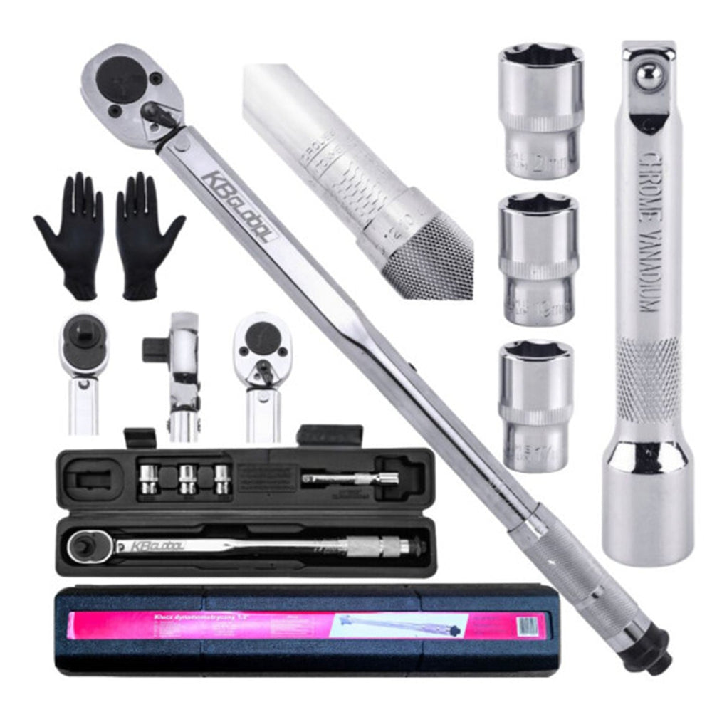 Set chiave dinamometrica 1/2", 28-210 Nm con bussole a impatto 1/2" 17 mm, 19 mm, 21 mm, e prolunga da 1/2'' , 5 pezzi Kbglobal