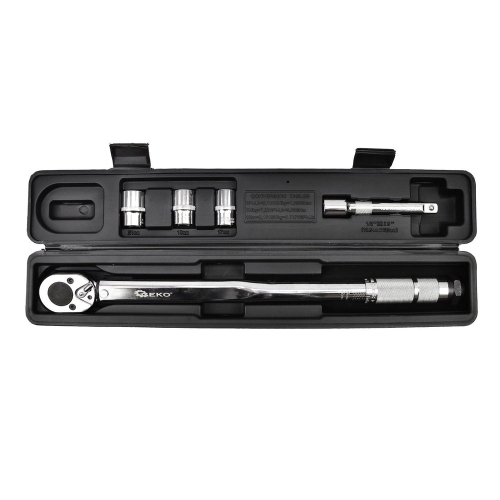 Set chiave dinamometrica 1/2", 28-210 Nm, con bussole a impatto 17 mm, 19 mm, 21 mm e prolunga Geko