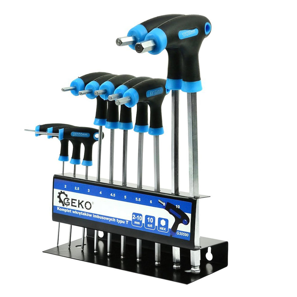 Set-kit chiavi a brugola con impugnatura a T H2-H10 10 pezzi Geko